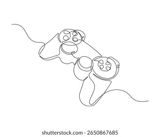Game Joysticks  outline drawing illustration. one continuous line drawing of Game console controler.