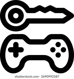 Game Key, Game Item, Game Security Outline Icon