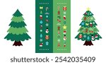 game for kids, decorate a Christmas tree with an example, cut and glue, vector illustration for children activity