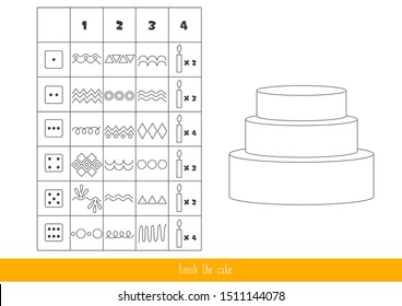 Game for kids with dice. Roll the dice and draw the cake.