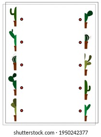 A Game For Kids, Find The Right Half Of The Cactus. Connect The Two Halves. Vector Isolated On A White Background.