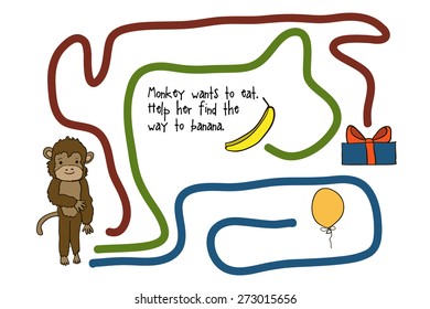 Game for kids with a monkey. Vector illustration