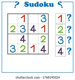 Game for kids. Sudoku game for children with pictures. Kids activity sheet.