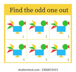 Game for kids. Task for development of attention and logic. Children activity page. Vector illustration.