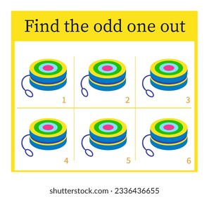 Game for kids. Task for development of attention and logic. Children activity page. Vector illustration of the yo-yo toy.