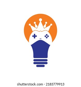 Game King bulb shape concept Logo Icon Design. Game Crown Joystick Icon Logo Template