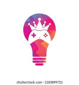 Game King bulb shape concept Logo Icon Design. Game Crown Joystick Icon Logo Template