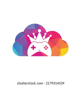 Game King cloud shape concept Logo Icon Design. Game Crown Joystick Icon Logo Template	