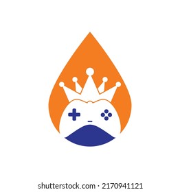 Game King drop shape concept Logo Icon Design. Game Crown Joystick Icon Logo Template	
