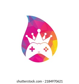 Game King drop shape concept Logo Icon Design. Game Crown Joystick Icon Logo Template