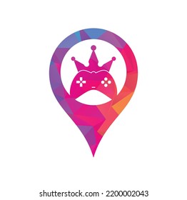 Concepto de la forma de Game King gps Diseño de iconos con logotipo. Plantilla de logotipo de icono de Joystick Crown.