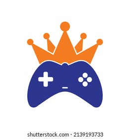 Game King Logo Icon Design. Gamepad king logo vector design illustration. 