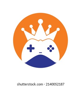 Game King Logo Icon Design. Gamepad king logo vector design illustration. 