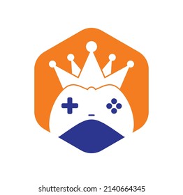 Game King Logo Icon Design. Gamepad king logo vector design illustration. 