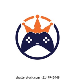 Game King Logo Icon Design. Gamepad king logo vector design illustration. Game Crown Joystick Icon Logo Template.