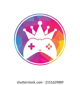 Diseño del icono del logotipo de Game King. Ilustración de diseño vectorial del logo de Gamepad king. Plantilla de logotipo del icono de la combinación de joystick del juego