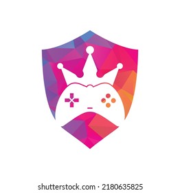 Game King Logo Icon Design. Gamepad king logo vector design illustration. Game Crown Joystick Icon Logo Template.