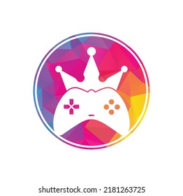Game King Logo Icon Design. Gamepad King Logo, Vektorgrafik-Design. Game Crown Joystick Symbol Logo Vorlage.