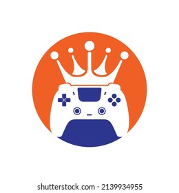 Game King Vektorlogo Design. Gamepad mit Kronvektorsymbol-Design.	