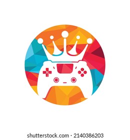 Game king vector logo design. Gamepad with crown vector icon design.	