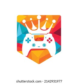Game king vector logo design. Gamepad with crown vector icon design.	