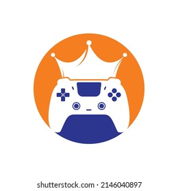 Diseño del logotipo vectorial de Game King. Gamepad con diseño de iconos vectoriales de corona.	