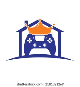 Diseño del logotipo vectorial de Game King. Gamepad con diseño de iconos vectoriales de corona.	