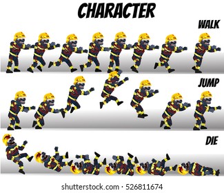 Game Kits Adventure (Character Sprite Zombie Fireman)