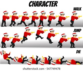 Game Kits Adventure (Character Sprite Man Wear a Santa hat with Gun)