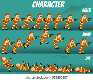 Game Kits Adventure (Character Sprite Fireman with Gun)