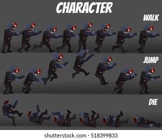 Game Kits Adventure Design (Character Sprite Zombie Soldier)