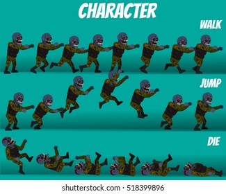 Game Kits Adventure Design (Character Sprite Zombie Soldier)