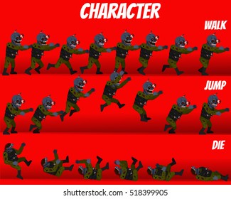 Game Kits Adventure Design (Character Sprite Zombie Soldier)