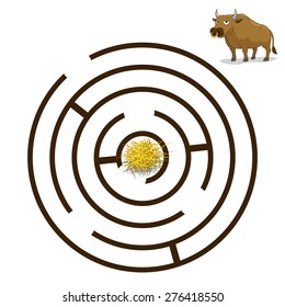 Game labyrinth find a way bull vector illustration