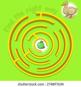 Game labyrinth find a way duck vector illustration