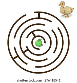 Game labyrinth find a way duck vector illustration