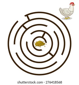Game labyrinth find a way hen chicken vector illustration