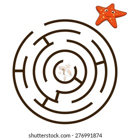 Game labyrinth find a way starfish vector illustration