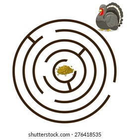 Game labyrinth find a way turkey vector illustration