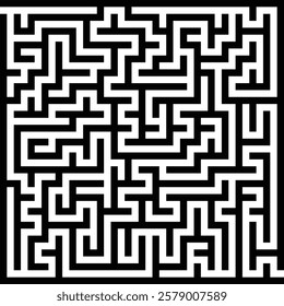 Game labyrinth for kids. Find right way. Isolated simple square maze black line on white background. With the solution. Vector illustration