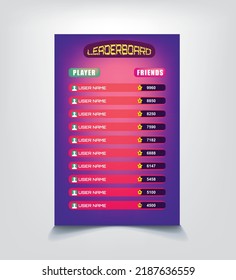 Game Leader Board abstract vector design