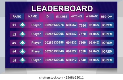 Game leader board vector design unique and professional
