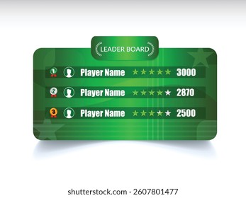 Game Leader Board vector unique design with green multicolor background 