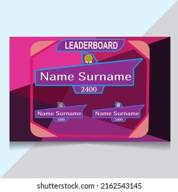 Game leaderboard with abstract background
