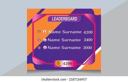 Game leaderboard with abstract background	