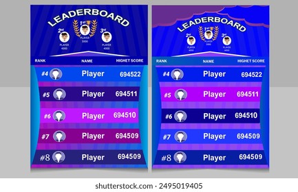  Game leaderboard with abstract background, blue color Mode Option
