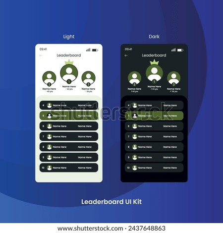 Game leaderboard with abstract background, Light and Dark Mode Option