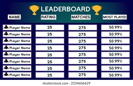 game leaderboard with abstract background vector template