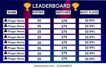 game leaderboard with abstract background vector template