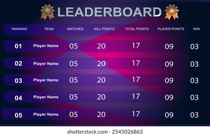 game leaderboard with abstract background vector template